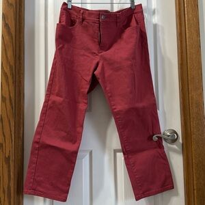 Ralph Lauren, pinkish-red cropped modern straight jean in a size 14